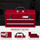 DURHAND Lockable Metal Tool Box, 2 Drawer Tool Chest with Latches, Handle, Ball Bearing Runners, Red