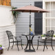 Outsunny 78cm Round Garden Dining Table with Parasol Hole Antique Cast Aluminium Outdoor Table Only, Black