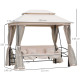 Outsunny 2-in-1 Convertible Gazebo Swing Chair Bed W/Netting, 245Lx165Wx243H cm-Beige/Black