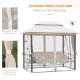 Outsunny 2-in-1 Convertible Gazebo Swing Chair Bed W/Netting, 245Lx165Wx243H cm-Beige/Black