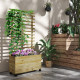 Outsunny Wooden Raised Planter, with Back Trellis - Natural Finish