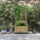 Outsunny Wooden Raised Planter, with Back Trellis - Natural Finish