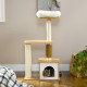 PawHut Cat Tree with Scratching Posts, Cat House, Cat Bed, Perches, 59.5 x 39.5 x 114cm - Oak Tone