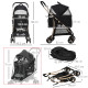 PawHut Detachable Pet Stroller with Rain Cover, 3 In 1 Cat Dog Pushchair, Foldable Carrying Bag w/ Universal Wheels, Brake, Cano