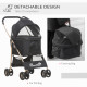 PawHut Detachable Pet Stroller with Rain Cover, 3 In 1 Cat Dog Pushchair, Foldable Carrying Bag w/ Universal Wheels, Brake, Cano