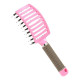 Natural Boar Bristle Detangling Nylon Brush Large Curved Curly Hair Styler - Pink