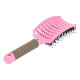 Natural Boar Bristle Detangling Nylon Brush Large Curved Curly Hair Styler - Pink