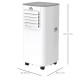 5000 BTU Portable Air Conditioner, 4-in-1 Air Conditioning Unit, Dehumidifier, Cooling Fan with Remote Control, 2 Speeds, 24H Ti