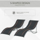 Outsunny 2 Pieces Folding Sun Lounger, S-shaped Lounge Chairs Reclining Sleeping Bed with Aluminium Frame