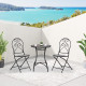 Outsunny 3 Piece Garden Bistro Set with Coffee Table and 2 Folding Chairs, Mosaic Tile Top and Seats, Metal Frame, for Patio Bal