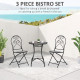 Outsunny 3 Piece Garden Bistro Set with Coffee Table and 2 Folding Chairs, Mosaic Tile Top and Seats, Metal Frame, for Patio Bal