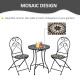 Outsunny 3 Piece Garden Bistro Set with Coffee Table and 2 Folding Chairs, Mosaic Tile Top and Seats, Metal Frame, for Patio Bal