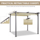 Outsunny 3 x 3(m) Metal Pergola with Retractable Roof, Garden Gazebo Metal Pergola Canopy. Outdoor Sun Shade Shelter for Party B