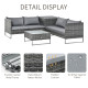 Outsunny 4 PCs Garden Rattan Wicker Outdoor Furniture Patio Corner Sofa Love Seat and Table Set  with Cushions Side Desk Storage