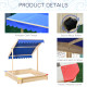 Outsunny Kids Wooden Sand Pit Children Square Sandbox Outdoor Playset Play Station Adjustable Canopy Bench Seat 120x120x120cm