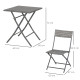 Outsunny 2-Seater Chair Bistro Set Garden Patio Table &amp; Chair Black Rattan Furniture Grey