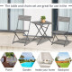 Outsunny 2-Seater Chair Bistro Set Garden Patio Table &amp; Chair Black Rattan Furniture Grey