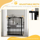 PawHut Metal 74-80cm Adjustable Pet Gate Safety Barrier w/ Auto-Close Door Black