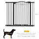 PawHut Metal 74-94cm Adjustable Pet Gate Safety Barrier w/ Auto-Close Door Black