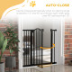 PawHut Metal 74-94cm Adjustable Pet Gate Safety Barrier w/ Auto-Close Door Black