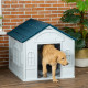 PawHut Plastic Weather-Resistant Dog House, for Indoors and Outdoors, Large Dogs - White and Blue