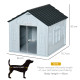 PawHut Plastic Weather-Resistant Dog House, for Indoors and Outdoors, Medium Dogs - Grey