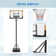 SPORTNOW Height Adjustable Basketball Stand Net Set System, Freestanding Basketball Hoop and Stand with Wheels, 182-213cm - Blac