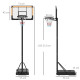 SPORTNOW Height Adjustable Basketball Stand Net Set System, Freestanding Basketball Hoop and Stand with Wheels, 182-213cm - Blac