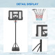 SPORTNOW Height Adjustable Basketball Stand Net Set System, Freestanding Basketball Hoop and Stand w/ Wheels, 200-305cm - Black