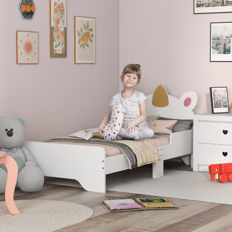 ZONEKIZ Unicorn-Designed Toddler Bed, Kids Bedroom Furniture, for Ages 3-6 Years, 143 x 74 x 67cm - White