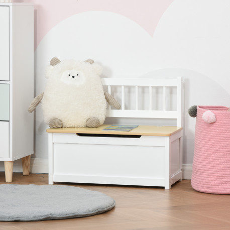 2 In 1 Wooden Toy Box, Seat Storage Bench, Storage Chest Cabinet Organiser, with Safety Pneumatic Rod