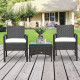 Outsunny 2 Seater Rattan Bistro Set, Steel-Brown