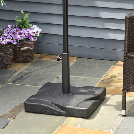 Outsunny 20kg Square Parasol Base Outdoor Garden Cement Umbrella Weight Stand Holder, Fits Φ32mm,Φ38mm,Φ48mm Pole - Black