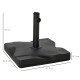 Outsunny 20kg Square Parasol Base Outdoor Garden Cement Umbrella Weight Stand Holder, Fits Φ32mm,Φ38mm,Φ48mm Pole - Black