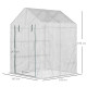 Outsunny Greenhouse for Outdoor, Portable Gardening Plant Grow House with 2 Tier Shelf, Roll-Up Zippered Door, PE Cover, 143 x 1