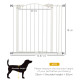 PawHut Metal 74-87cm Adjustable Pet Gate Safety Barrier w/ Auto-Close Door White