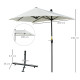 Outsunny 2m Half Parasol Market Umbrella Garden Balcony Parasol with Crank Handle, Base, Double-Sided Canopy, Cream White