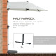 Outsunny 2m Half Parasol Market Umbrella Garden Balcony Parasol with Crank Handle, Base, Double-Sided Canopy, Cream White