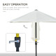 Outsunny 2m Half Parasol Market Umbrella Garden Balcony Parasol with Crank Handle, Base, Double-Sided Canopy, Cream White