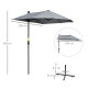 Outsunny 2m Half Parasol Market Umbrella Garden Balcony Parasol with Crank Handle, Base, Double-Sided Canopy, Dark Grey