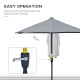 Outsunny 2m Half Parasol Market Umbrella Garden Balcony Parasol with Crank Handle, Base, Double-Sided Canopy, Dark Grey