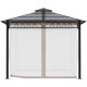 Outsunny 3 x 3 (m) Outdoor Polycarbonate Gazebo, Double Roof Hard Top Gazebo with Galvanised Steel Frame, Nettings &amp; Curtains fo