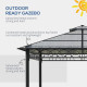 Outsunny 3 x 3 (m) Outdoor Polycarbonate Gazebo, Double Roof Hard Top Gazebo with Galvanised Steel Frame, Nettings &amp; Curtains fo