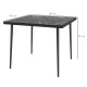 Outsunny Square Garden Table, Outdoor Dining Table for 4 with Marble Effect Tempered Glass Top and Steel Frame for Patio, Black