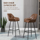 Retro Bar Stools Set of 2, Breakfast Bar Chairs with Footrest, Kitchen Stools with Backs and Steel Legs, for Dining Area and Hom