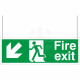 Fire Exit Down Arrow Down Left/Right Double Sided Hanging Sign