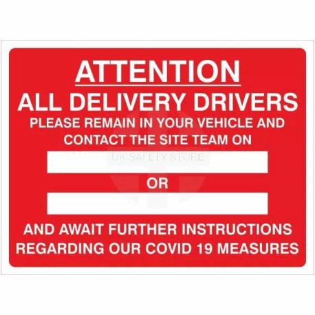 Delivery Drivers Covid 19 Instruction Sign (Writable)