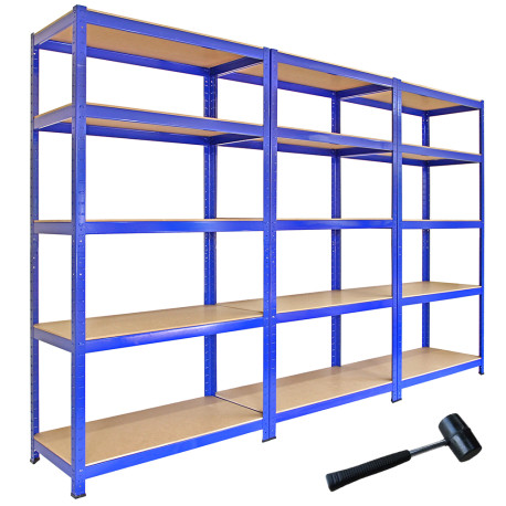 3 x 90cm Blue Shed Utility Greenhouse Storage Racks Garage Shelving Bays 4200kg