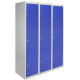 3 x Metal Storage Lockers - Three Doors, Blue - Flatpack