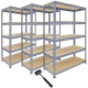 3 x Q-Rax Grey Metal Racking Units 120 x 50 x 180cm